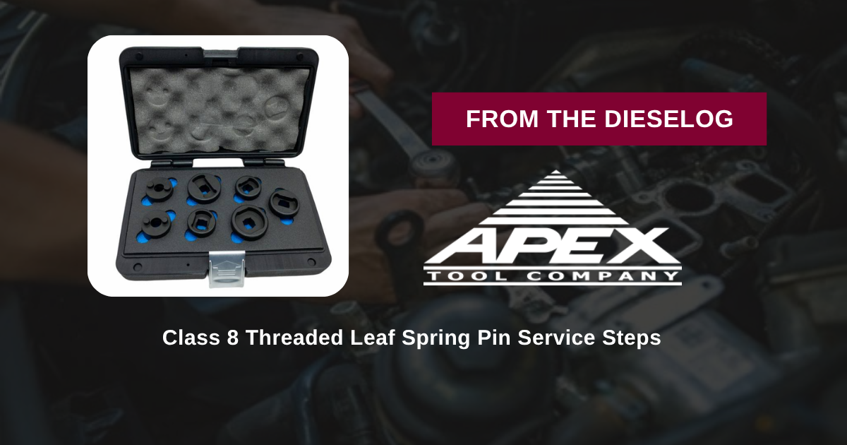 Step-by-step close up layout of ATC TT4500 spring pin socket seated on a PACCAR leaf spring hanger pin